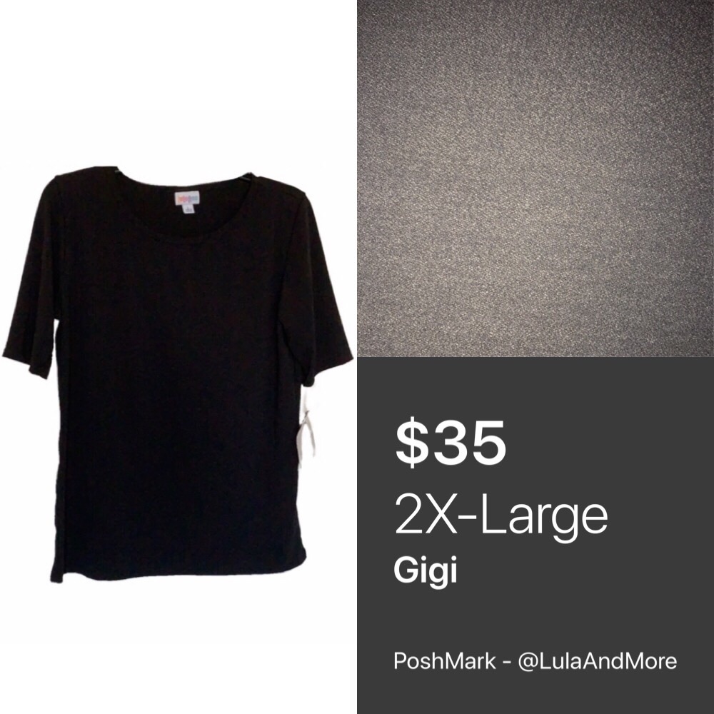 🆕 LuLaRoe 2XL Gigi Fitted Top - SOLID BLACK - NWT